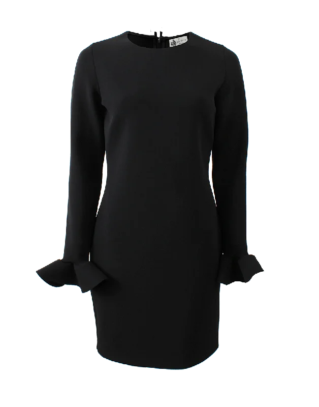 Ruffle Cuff Dress Boat Neckline Classic