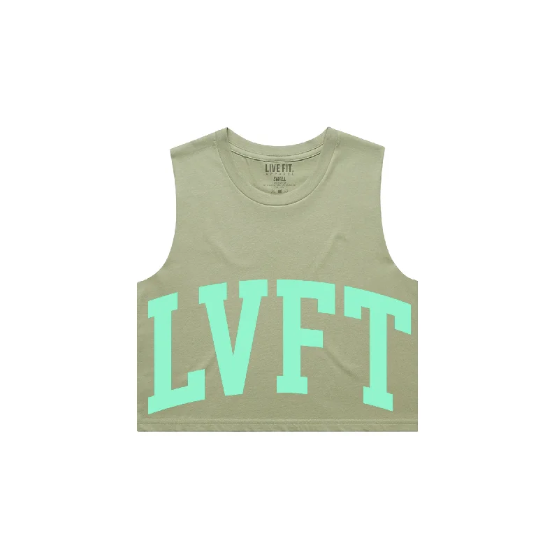 Contender Crop Muscle Tank - Sage strapless tank top