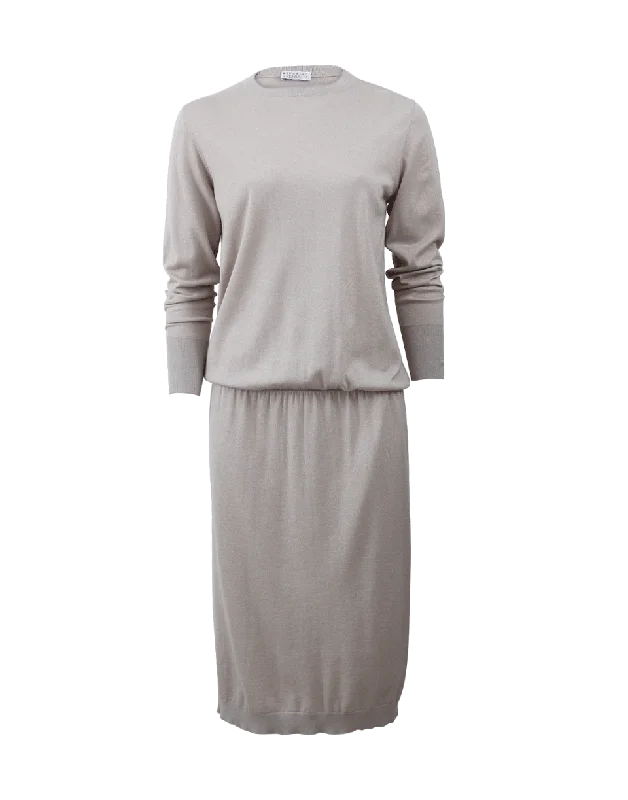 Lurex Drop Waist Dress Crew Neckline Sporty