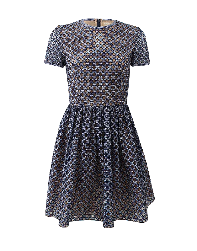 Lattice Embroidered Tee Dress Halter Neckline Beach