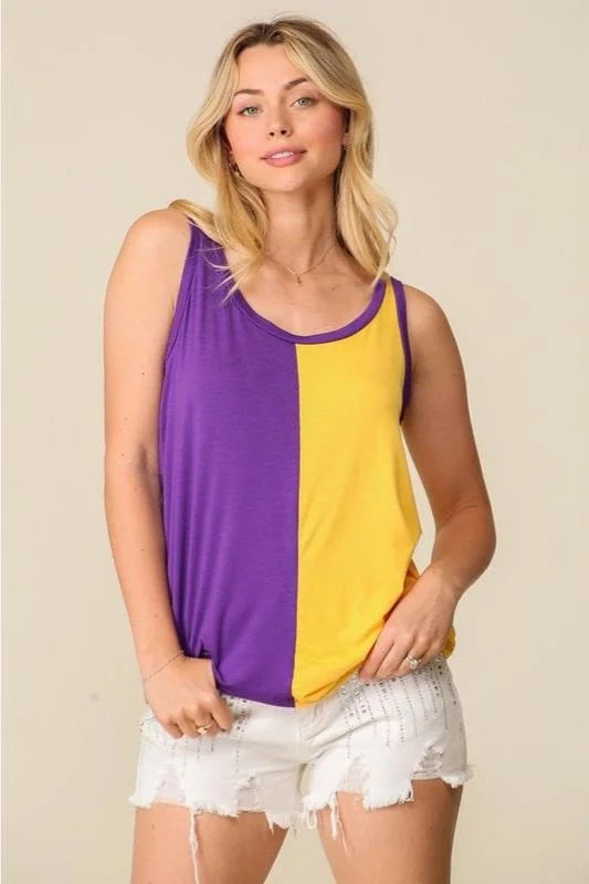 Women's Tank Top Rayon Knit  Color Split Tank Top gym tank top