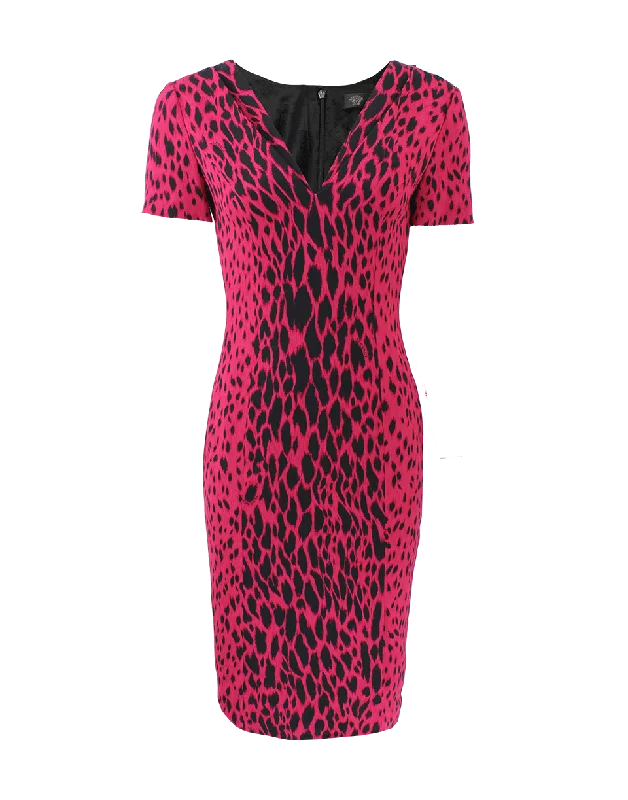 V-Neck Fitted Leopard Dress Tunics Business professional