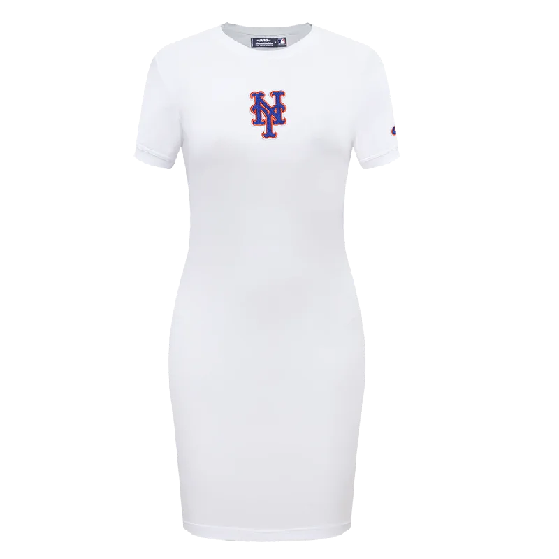 MLB NEW YORK METS CLASSIC WOMEN'S BODY CON DRESS (WHITE) Floral Print girly