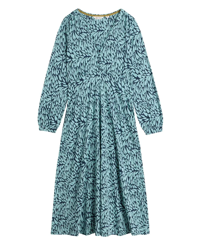 Megan Jersey Midi Dress - Navy Print Tunics Office stylish