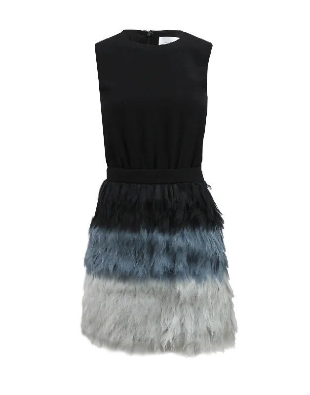 Dress With Feather Detail Halter Neckline Beach