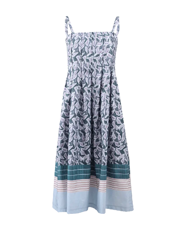 Floral Print Spaghetti Strap Dress Tunics Canvas sturdy