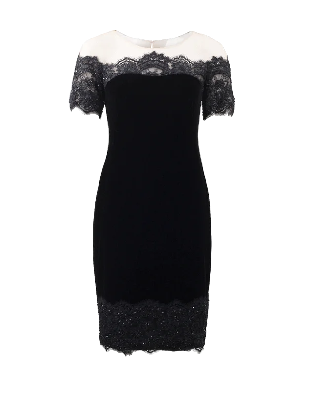 Illusion Cocktail Dress Shift Classic Vintage