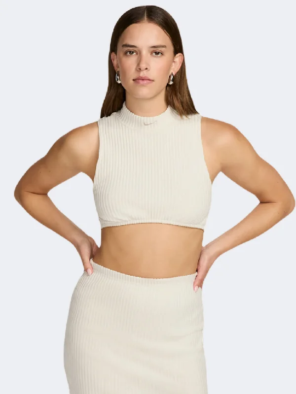 Nike Sportswear Chill Rib Women Lifestyle Tank Light Orewood Brown mesh tank top