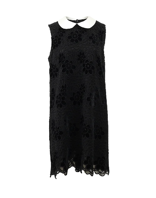Collared Macrame Dress Tunics Denim casual