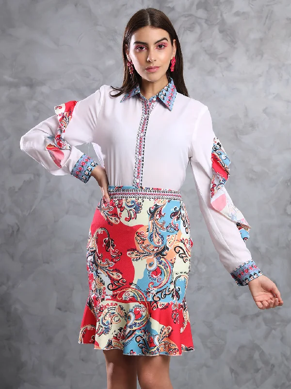 TANDUL  Women Fit and Flare Multicolor Dress Tunics Handmade artisanal