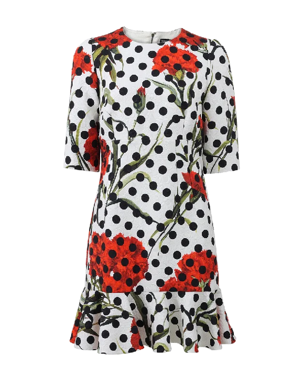 Floral Dot Dress A-Line Day Work