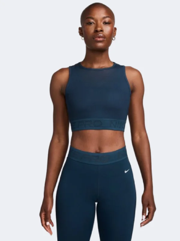Nike Pro Women Training Tank Armoury Navy/White long tank top
