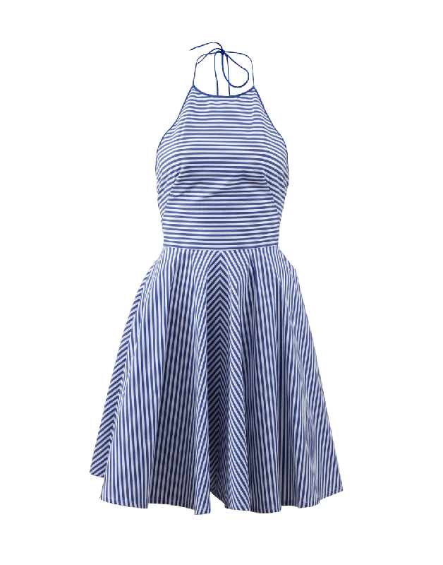 Striped Poplin Halter Dress Tunics Ceremony elegant