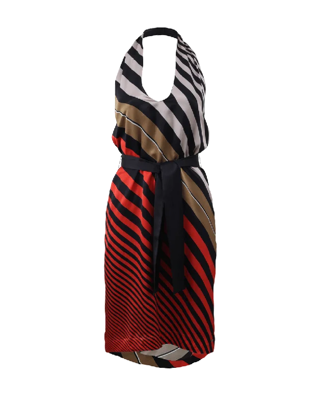 Belted Stripe Halter Dress Tunics Review highly