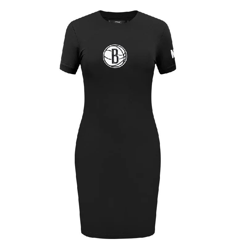 NBA BROOKLYN NETS CLASSIC WOMEN'S BODY CON DRESS (BLACK) Tunics Chic elegant