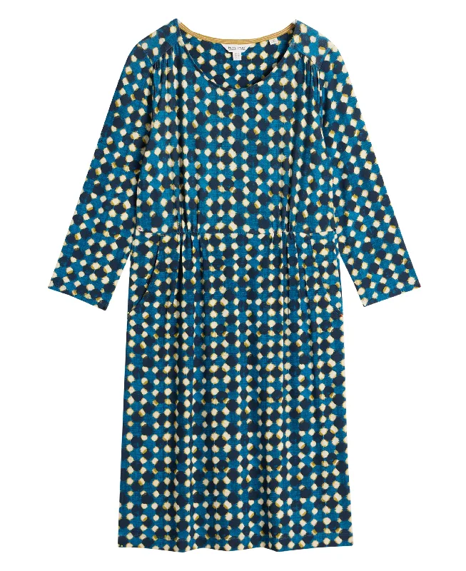 Tallie Jersey Dress - Navy Print Boatneck Modish Everyday