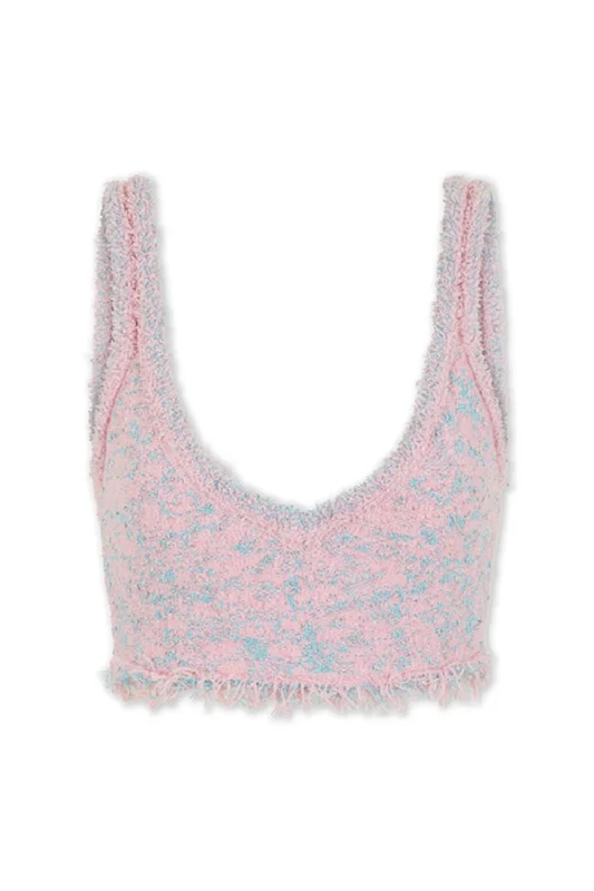 Fringed Metallic Crop Tank Top striped tank top