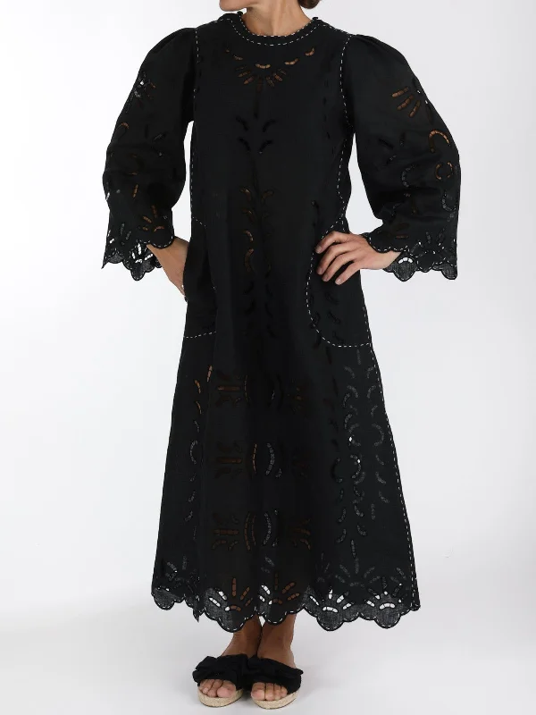 Richelieu Embroidered Ukrainian Dress | Black Tunics Sophisticated sleek