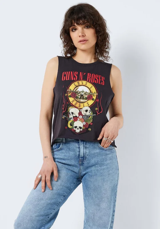 Noisy May Guns N’ Roses Print Tank Top, Black graphic tank top