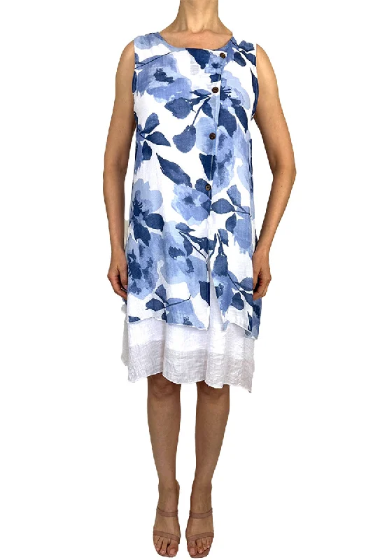 Women's dress blue and white cotton blend sizes S - XXLarge Tunics Plaid country