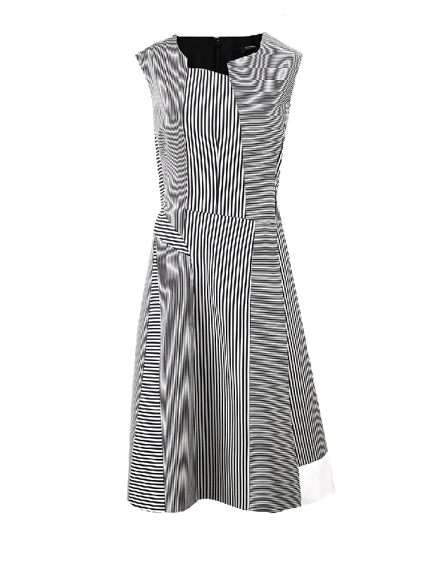 Asymmetric Neckline Stripe Dress Tunics Canvas sturdy