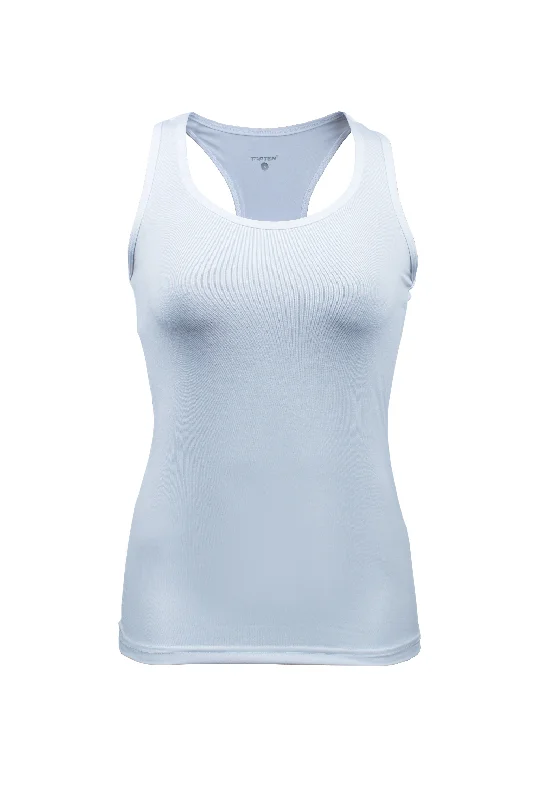 Top Ten Polyester Women Lifestyle Tank White 2399 low neck tank