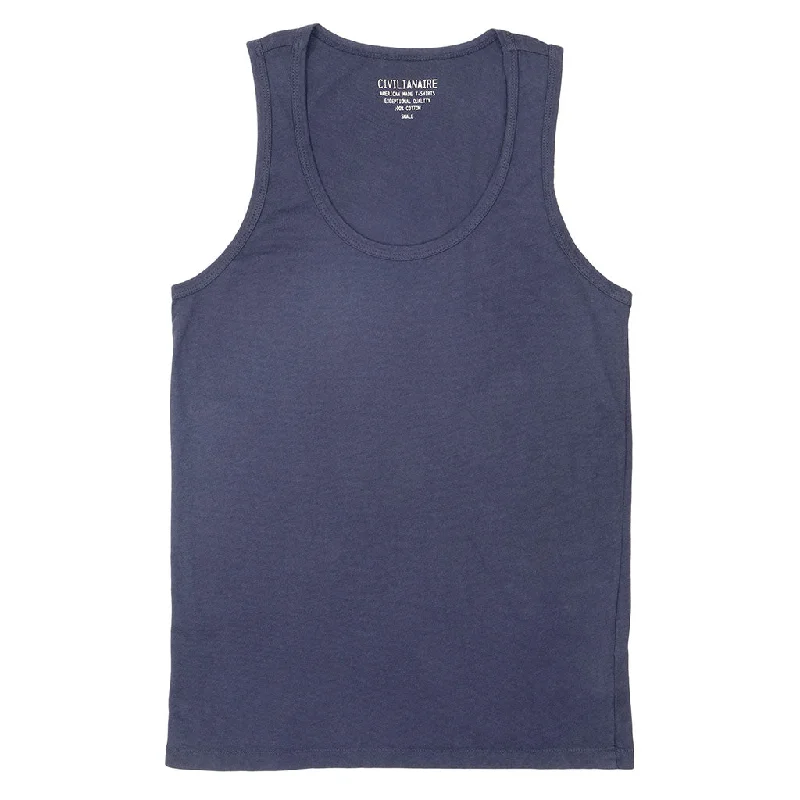 Peace Store Cotton Tank Top  - Dark Slate Blue navy tank top