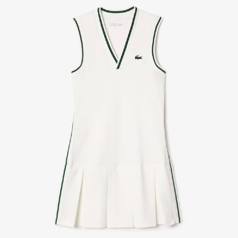 Lacoste Women's Ultra Dry Pique Tennis Dress (White) Tunics Prom sequined