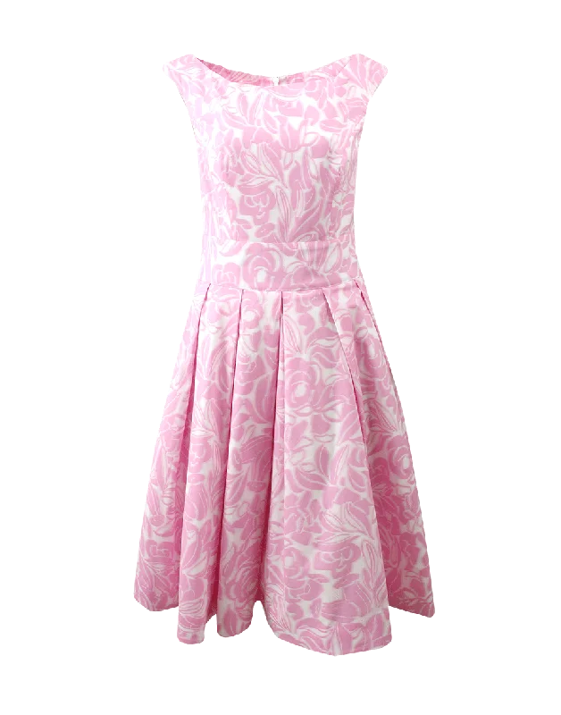 Floral Pleat Skirt Dress Tunics Vintage classic