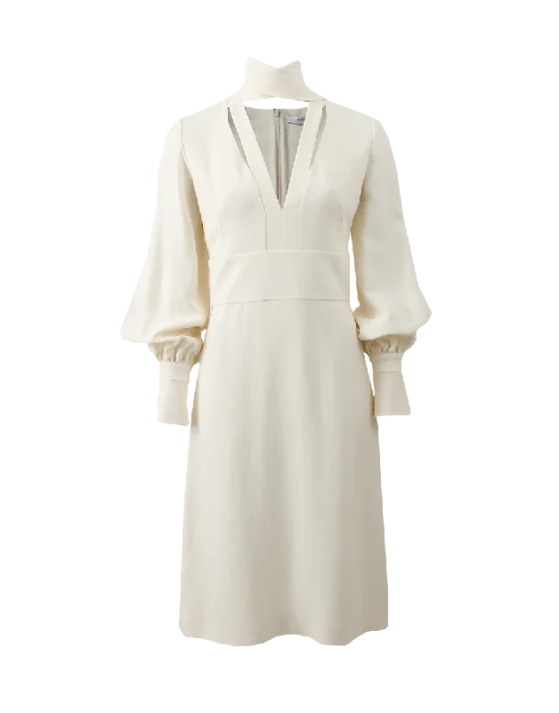 Slit Neckline Dress Shift Classic Vintage