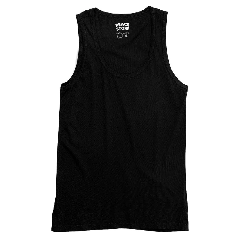 Peace Store Cotton Tank Top - Black baby blue tank