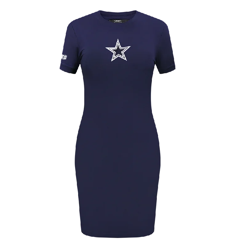 NFL DALLAS COWBOYS CLASSIC WOMEN'S BODY CON DRESS (MIDNIGHT NAVY) Square Neckline Feminine