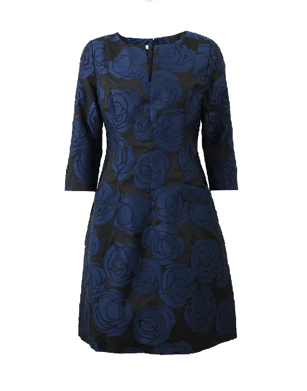 Split Neck Floral Dress Tunics Versatile functional
