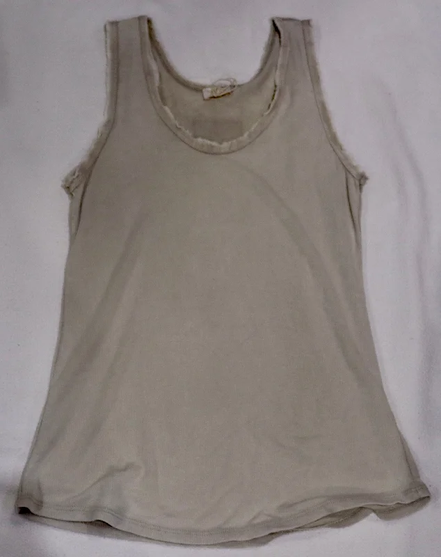 Woman's Beige Razorback Tank flexible tank top