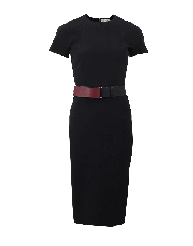 Belted Crepe Dress Tunics Yoga stretchy
