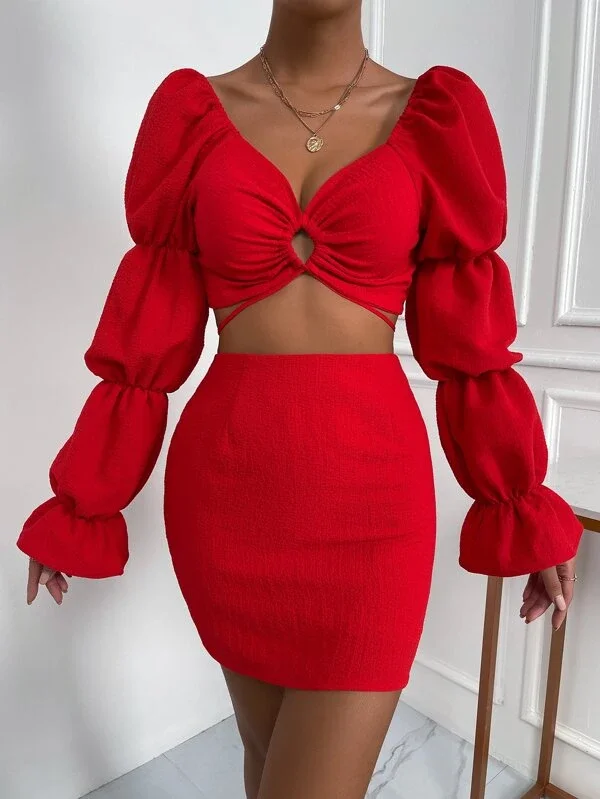 TANDUL  Women Bodycon Red Dress Tunics New arrival