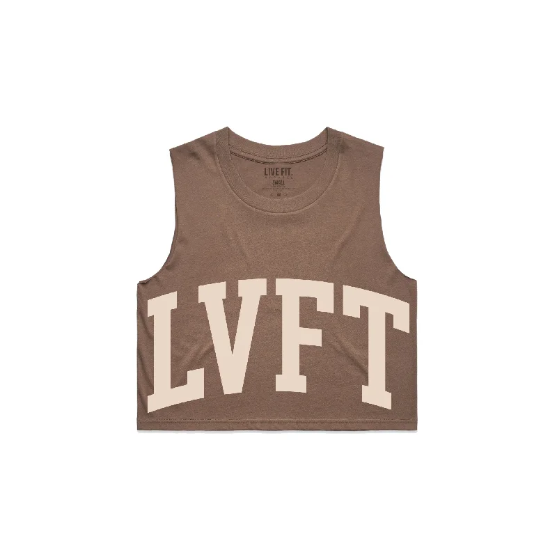 Contender Crop Muscle Tank - Mocha crossback tank top