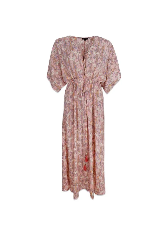 BCLUNA long V-neck dress - Columbine Peach Tunics Fashionable chic