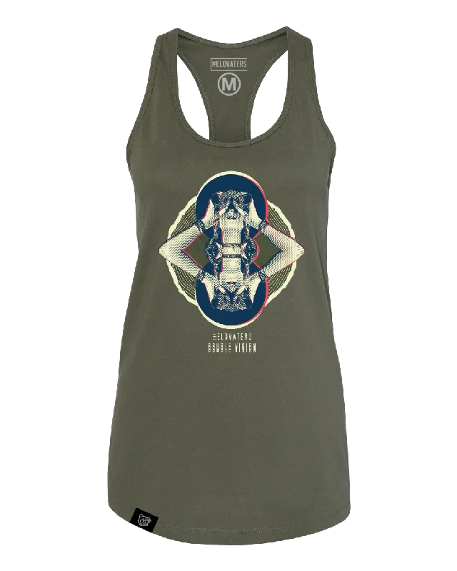 Women's Double Vision Tank (Army Green) high neck tank