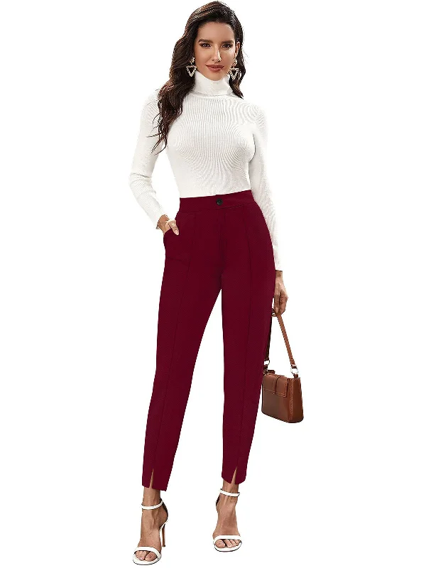 Odette Maroon Polyester Trouser For Women Trousers chic fashionable