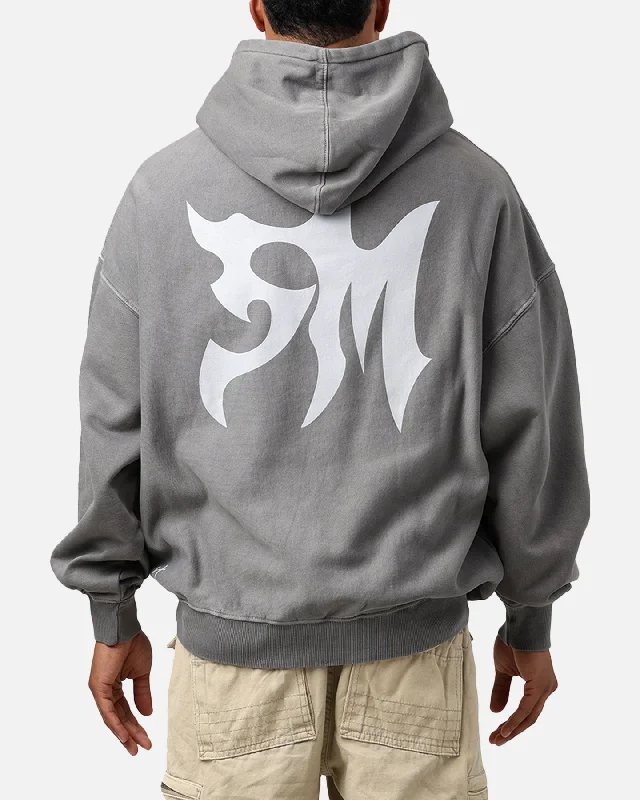 Saint Morta Tribe Premium Hoodie Washed Charcoal Hoodie with Ribbed Neckline Snug Warm