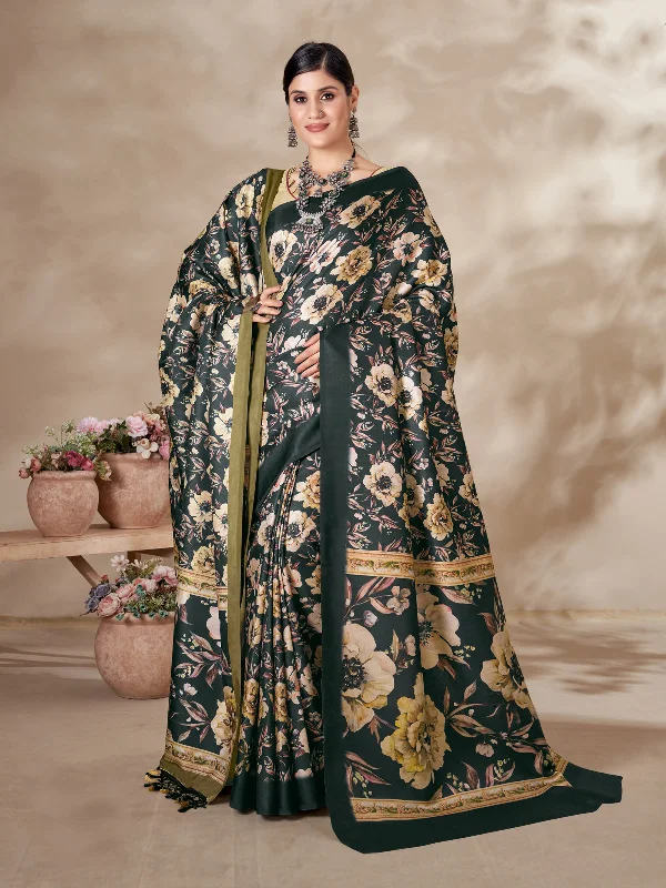 Women's Multicolor Digital Printed Pasmina Saree With Shawl - Jyoti Fashion Soft Pashmina Shawl Wrap