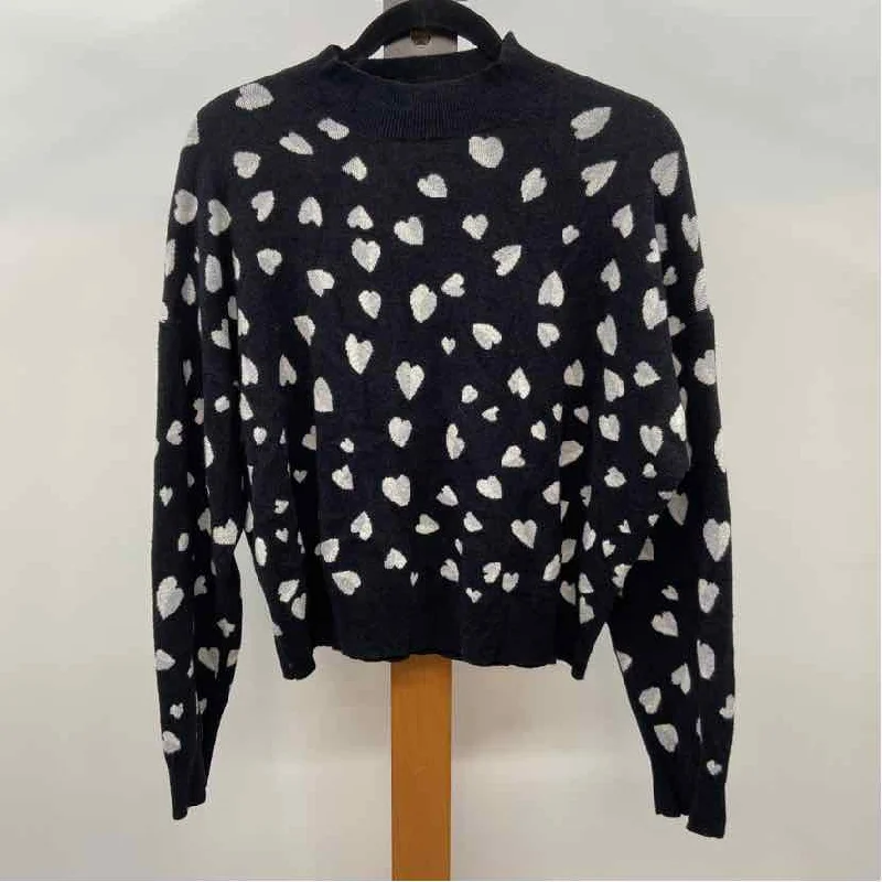 Ann Taylor Women's Size L Black Hearts Sweater Plaid Sweater Polka Dot Checkered