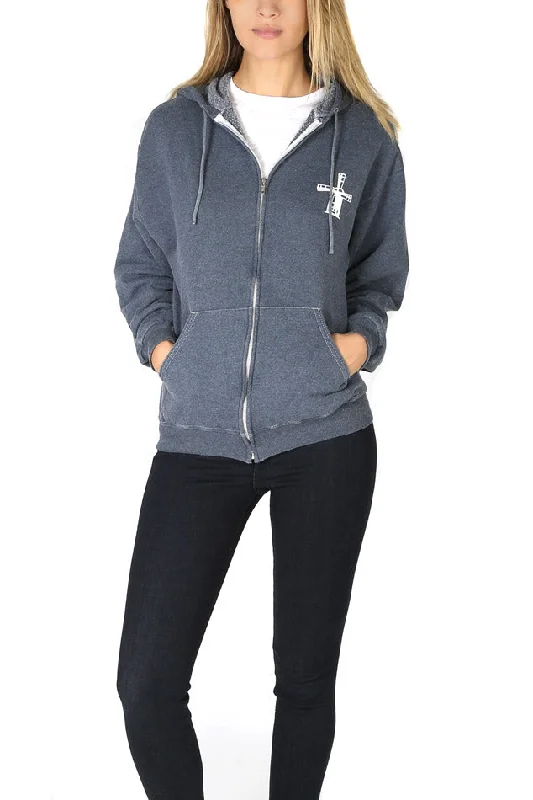 Been Here Forever Hoodie Navy Hoodie with Hem Raw Edge Edgy Unfinished