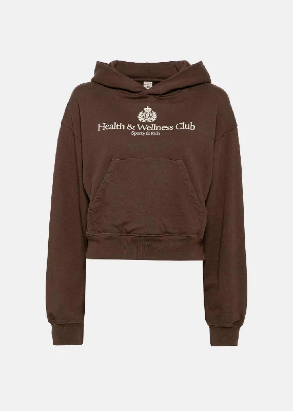 Chocolate Cream H&W Crest Cropped Hoodie Hoodie Sweatshirt Pullover