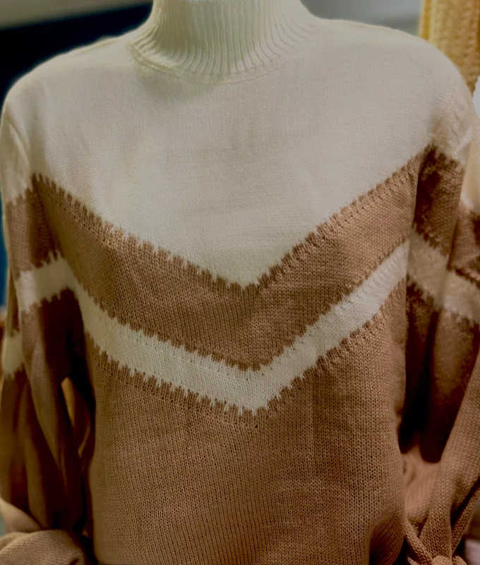 Chevron Color Block Casual Knit Sweater Elegant Classic Vintage