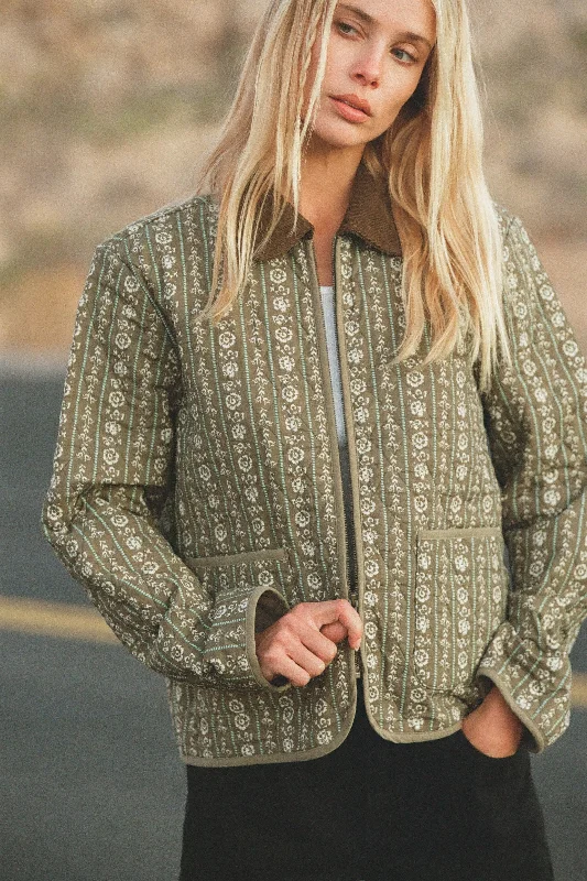Vintage Floral Quilted Jacket Dusty Olive Hooded Jacket Caped Jacket Shawl Collar Jacket Vintage Floral Quilted Jacket Dusty Olive Hooded Jacket Caped Jacket Shawl Collar Jacket