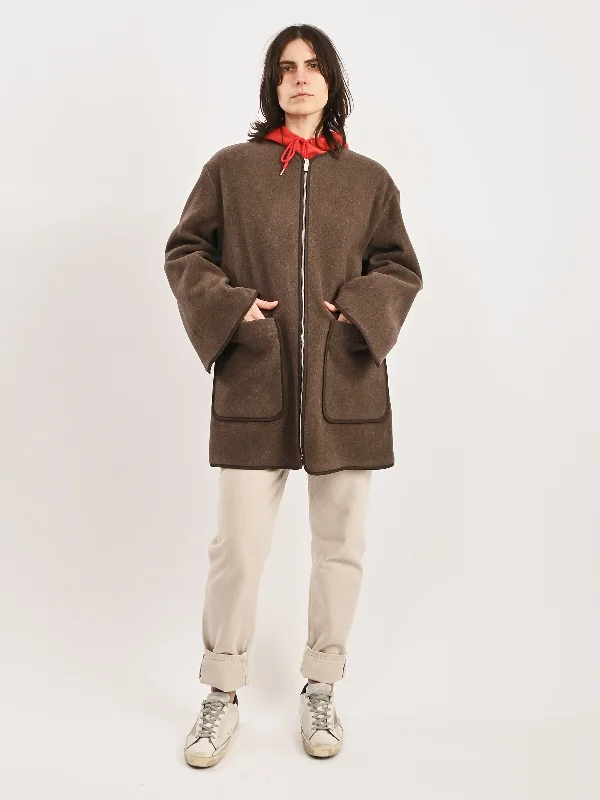 Oak Melange Felted Wool Jacket Satin Jacket Silk Jacket Chiffon Jacket