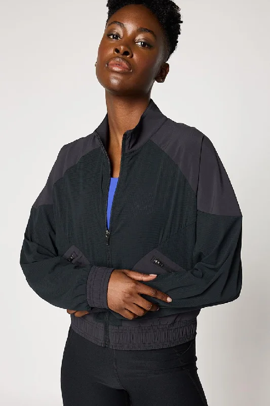 Trek Panelled Light Jacket - Black Faux Fur Jacket Real Fur Jacket Shearling Jacket