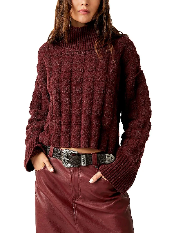 Soul Searcher Womens Textured Pullover Mock Turtleneck Sweater Honey Neck Pullover